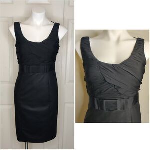 H&M gathered bow waist fitted little black dress sz 6 NWT